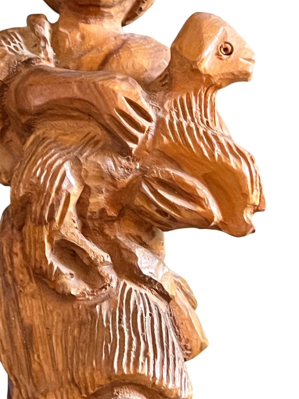 Hand-Carved David Figurine 9.25" Olive Wood Sculpture With Lamb Jerusalem Gift - Picture 5 of 11